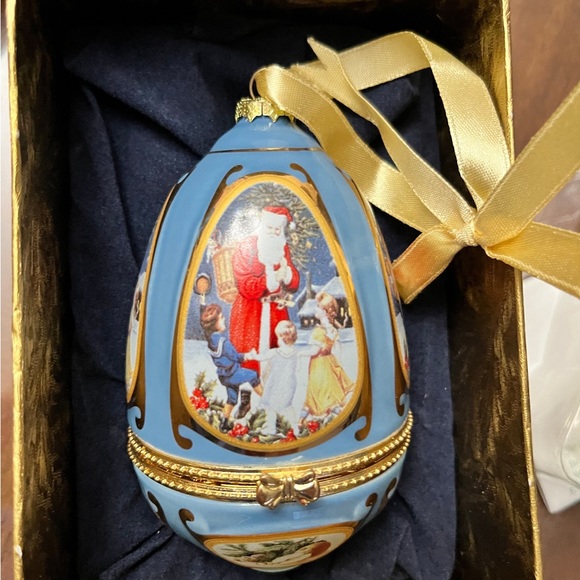 Christmas Valerie Parr Hill Musical Trinket Box Egg Ornaments SET OF 5!!! - Picture 5 of 6